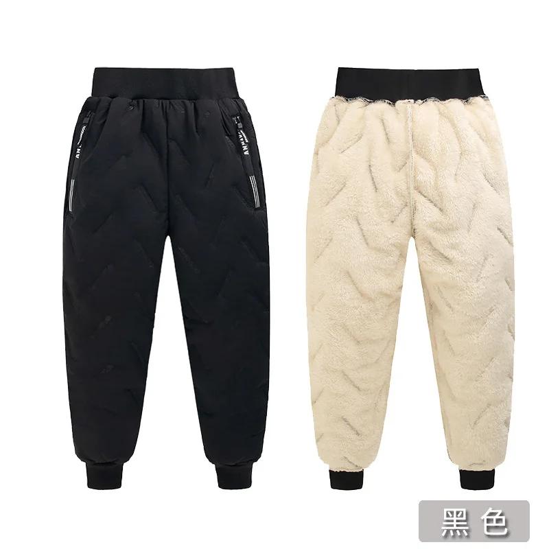 Pantalons rembourrés d'hiver pour enfants, épais et chauds en velours, pantalons longs en laine d'ag
