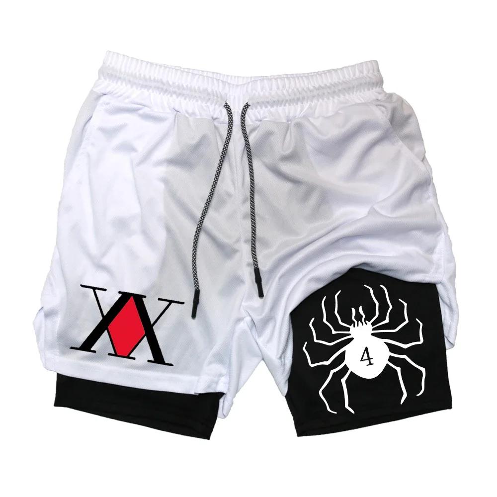 Short de sport Hunter x Hunter pour homme, pantalon de jogging bicouche, respirant, à séchage rapide