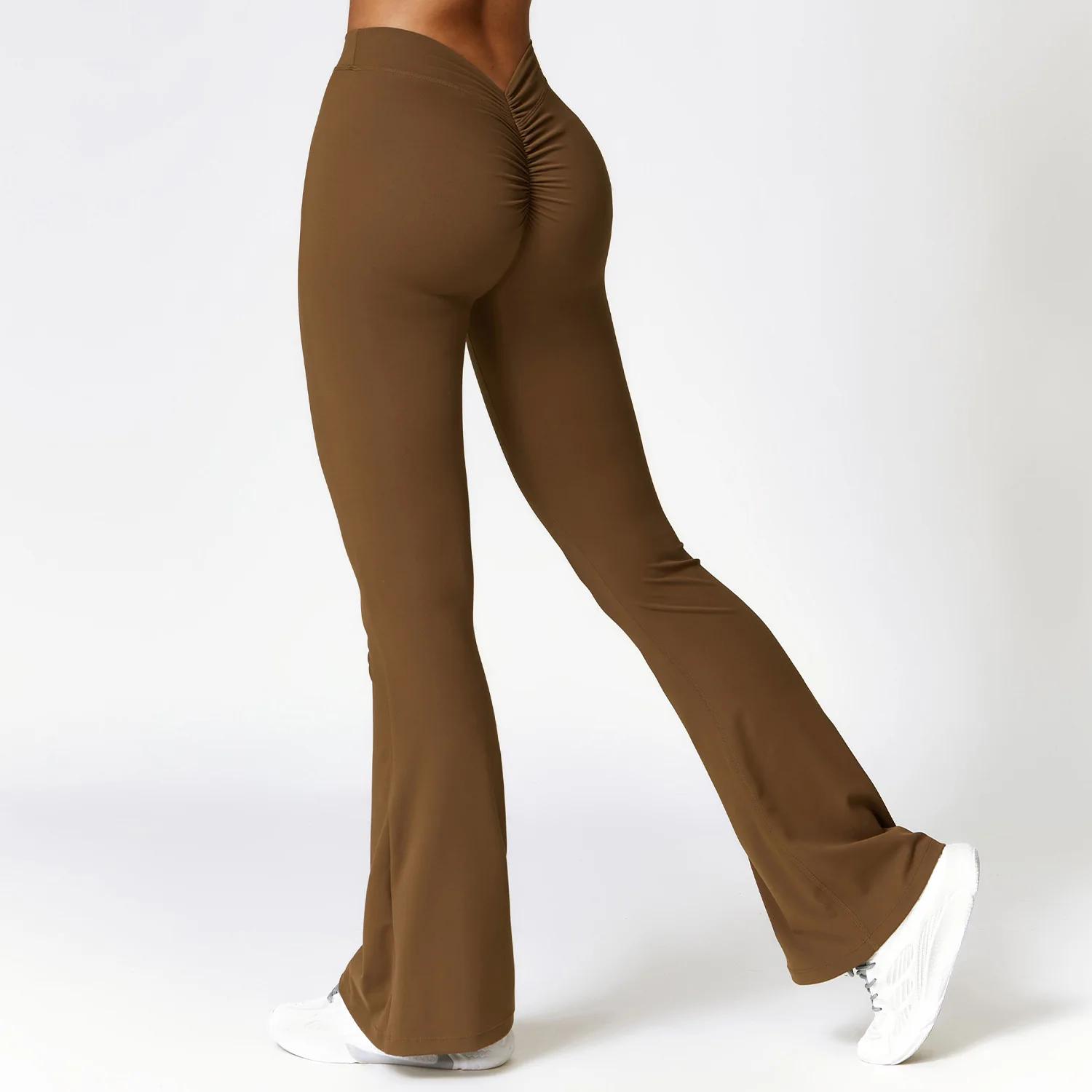 Leggings évasés en forme de V, pantalons de Yoga pour femmes, taille haute, jambes larges, pour gymn