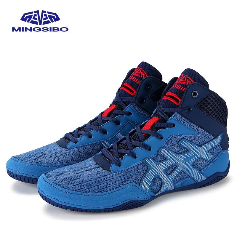 Original MINGSIBO mi coupe bleu baskets de boxe unisexe respirant lutte chaussures de combat vêtemen