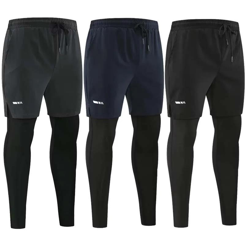 Pantalons de course pour hommes collants de Sport de Compression 2 en 1 Leggings de Fitness à séchag
