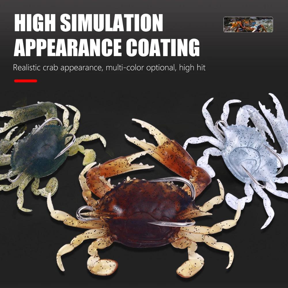 HENGJIA 3 pièces 8 cm 19g 3D Simulation crabe appât avec crochet artificiel souple Silicone leurre p
