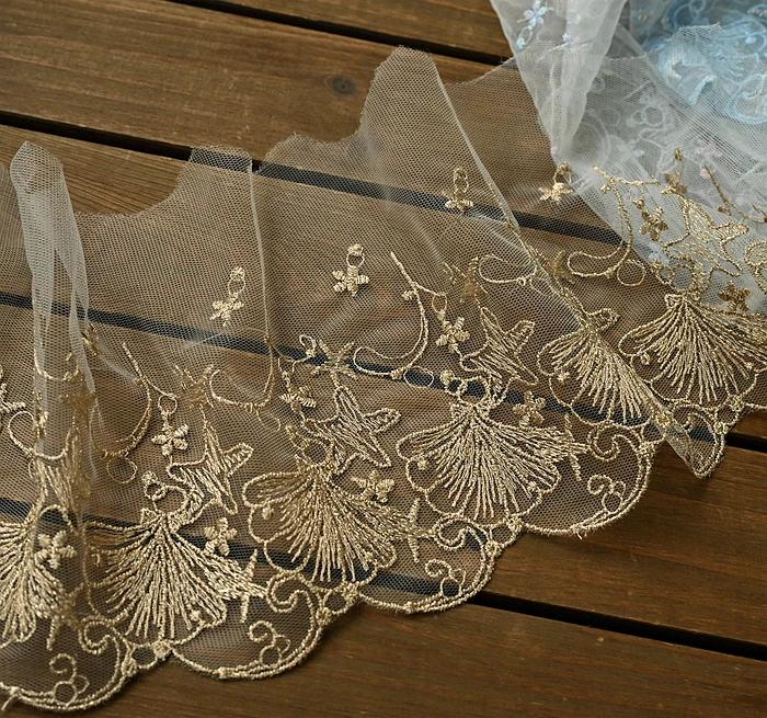 Ruban de garniture en dentelle brodée, tissu en dentelle de fleurs 3D, vêtement de mariage bricolage