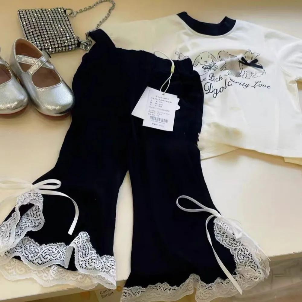 Bear Leader – vêtements de pâques décontractés pour filles, imprimé lapin, manches courtes + nœud en