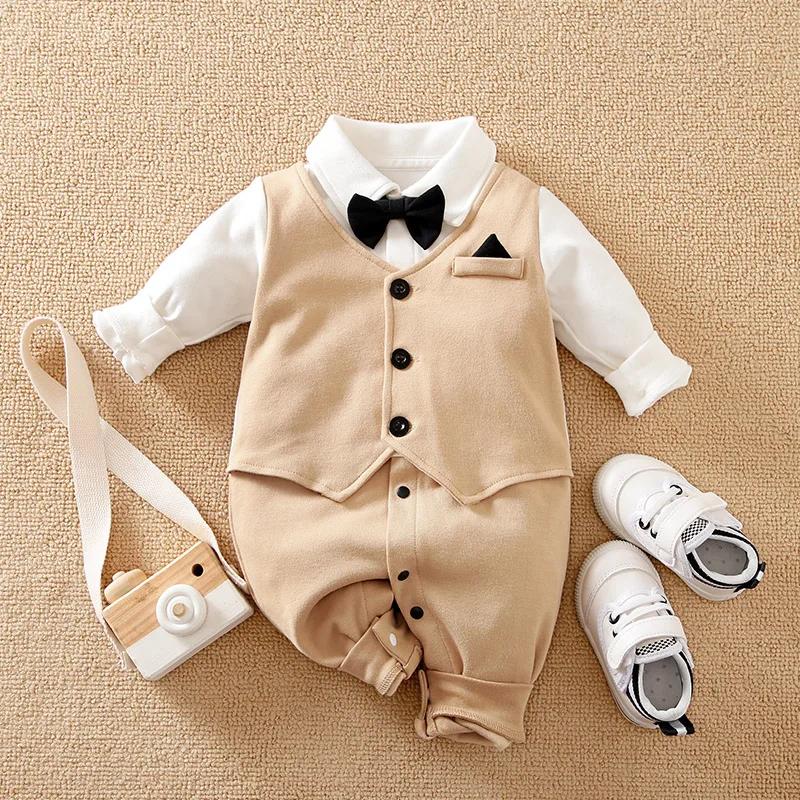 Printemps et automne Style garçons et filles beau Gentleman sortant robe formelle coton confortable
