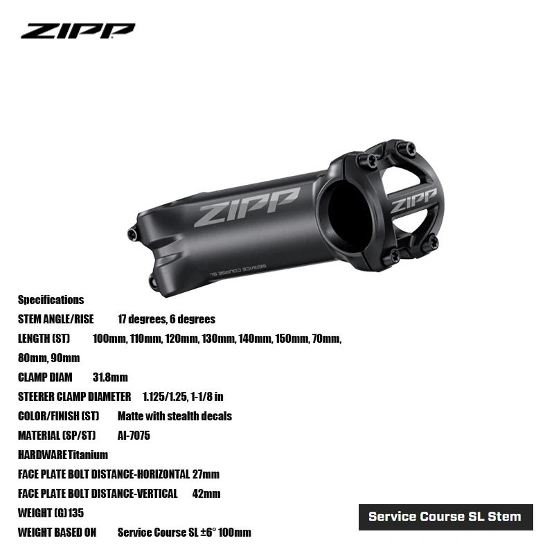 ZIPP Service Course SL Potence décroissante à partir de 7075 aluminium, Large gamme de tailles et d'