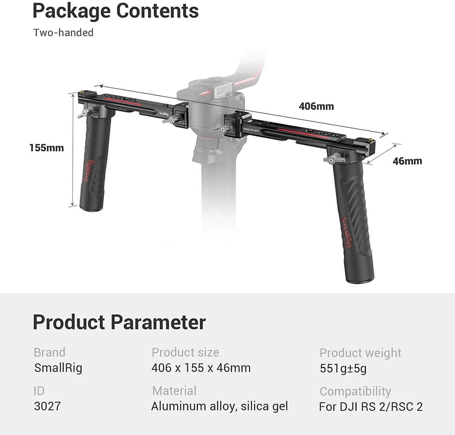 SmallRig – double poignée réglable pour DJI RS 2 /RSC 2/RS 3 / RS 3 Pro /RS 4/ RS 4 Pro, support de