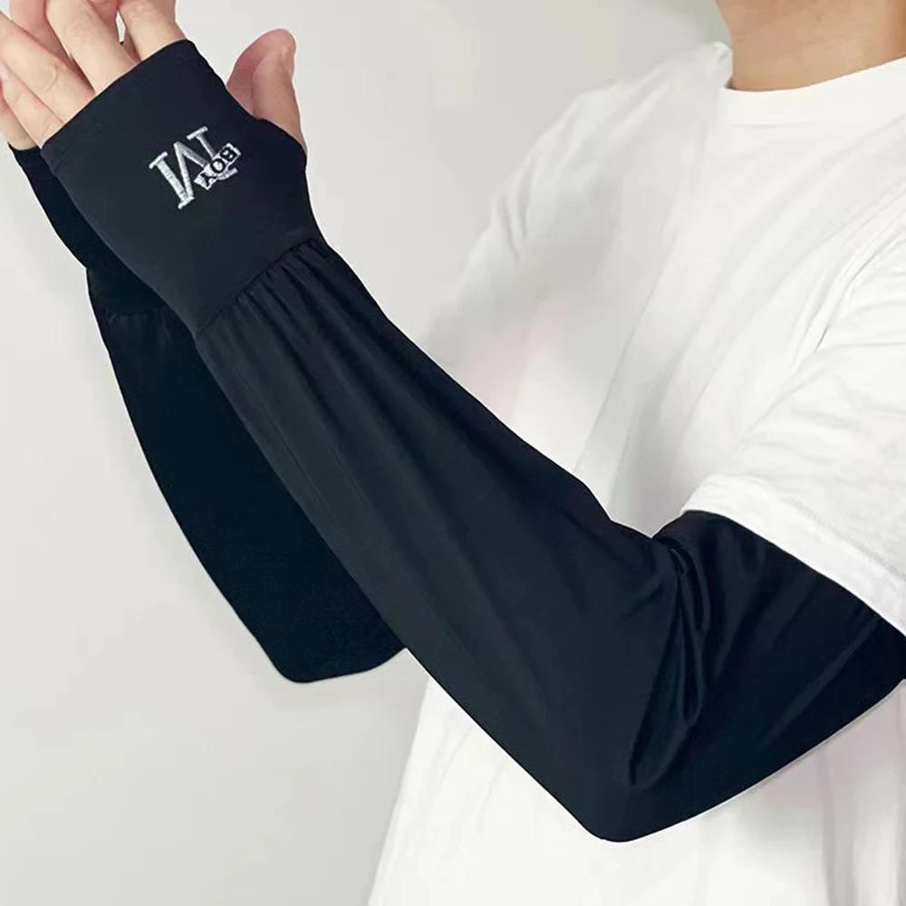 Manchons de bras de glace pour hommes, 1 paire, gants de conduite élastiques, Protection UV pour l'e