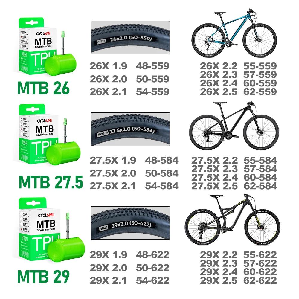Chambre à air de vélo ultralégère CYCLAMI 26 27,5 29 pouces VTT en TPU avec valve Presta 45 mm Super
