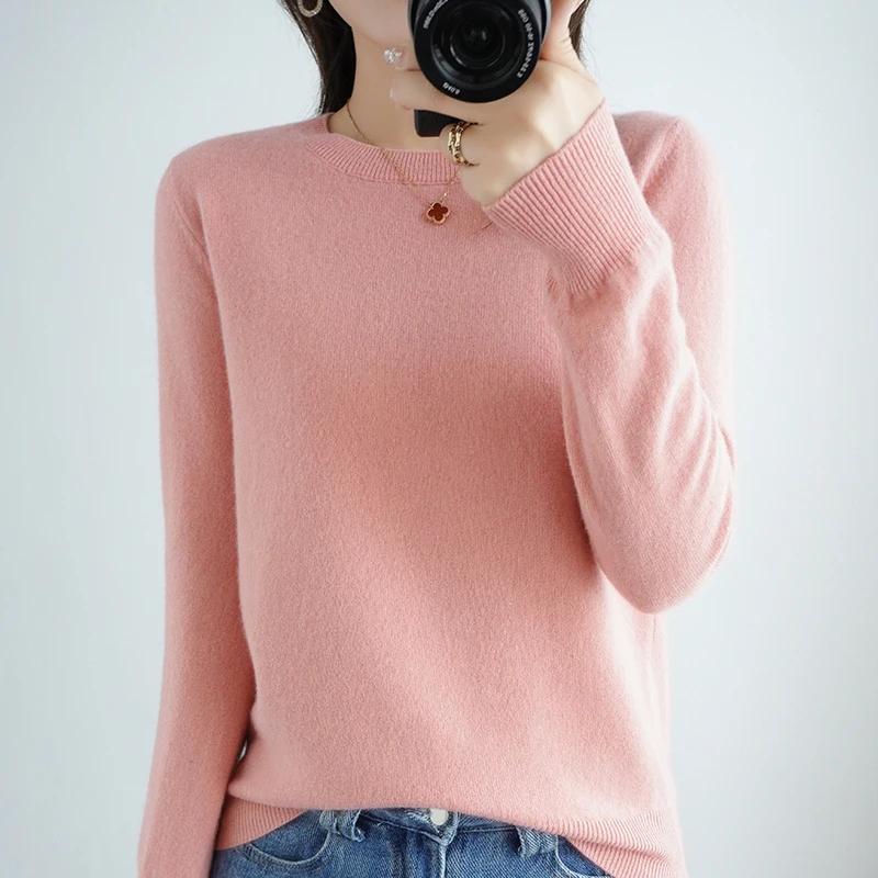 Pull fin à col rond pour femme, haut tricoté décontracté, sous-couche courte, à la mode, 18 couleurs