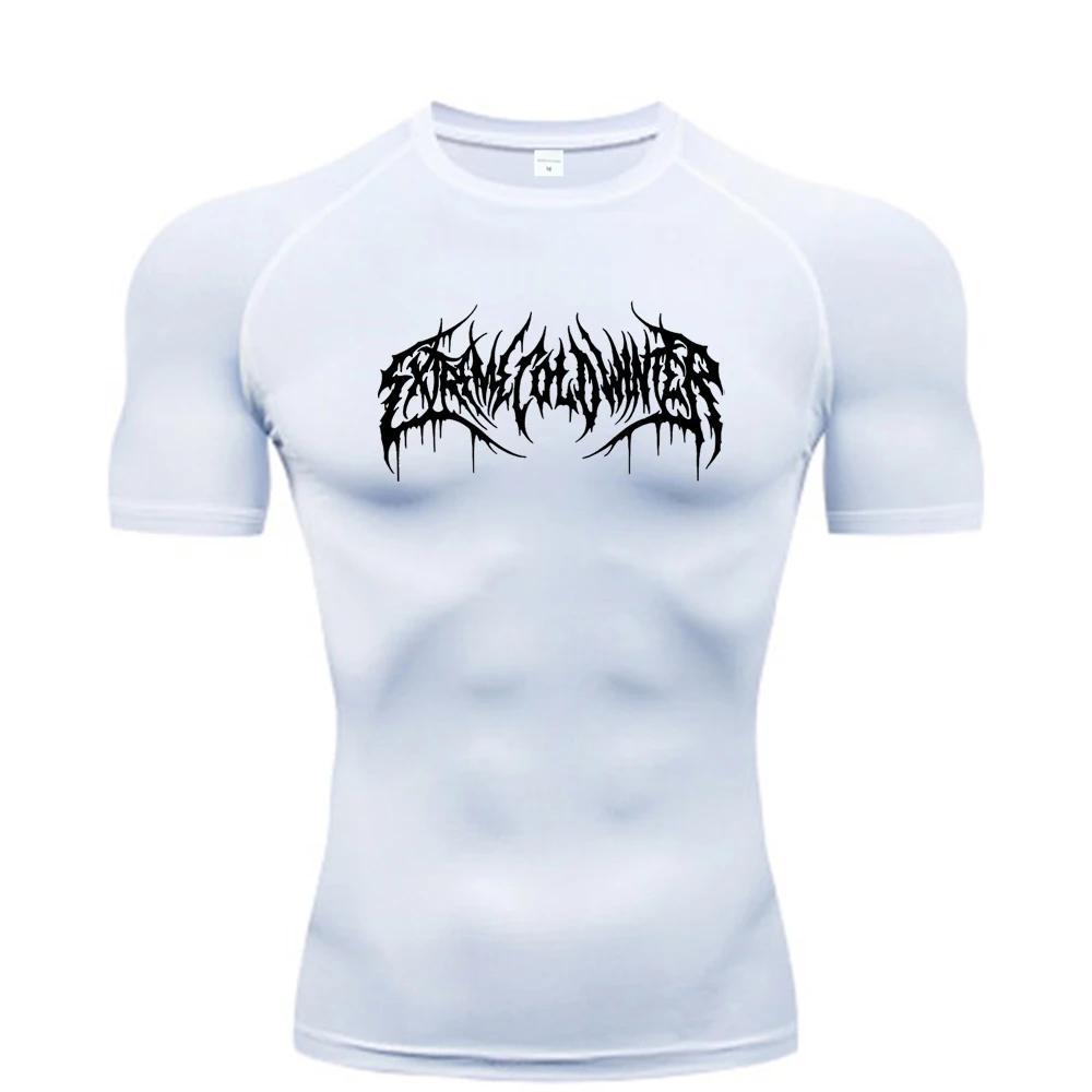 Sweat-shirt compression été manches courtes pour hommes - T-shirt fitness séchage rapide S-3XL