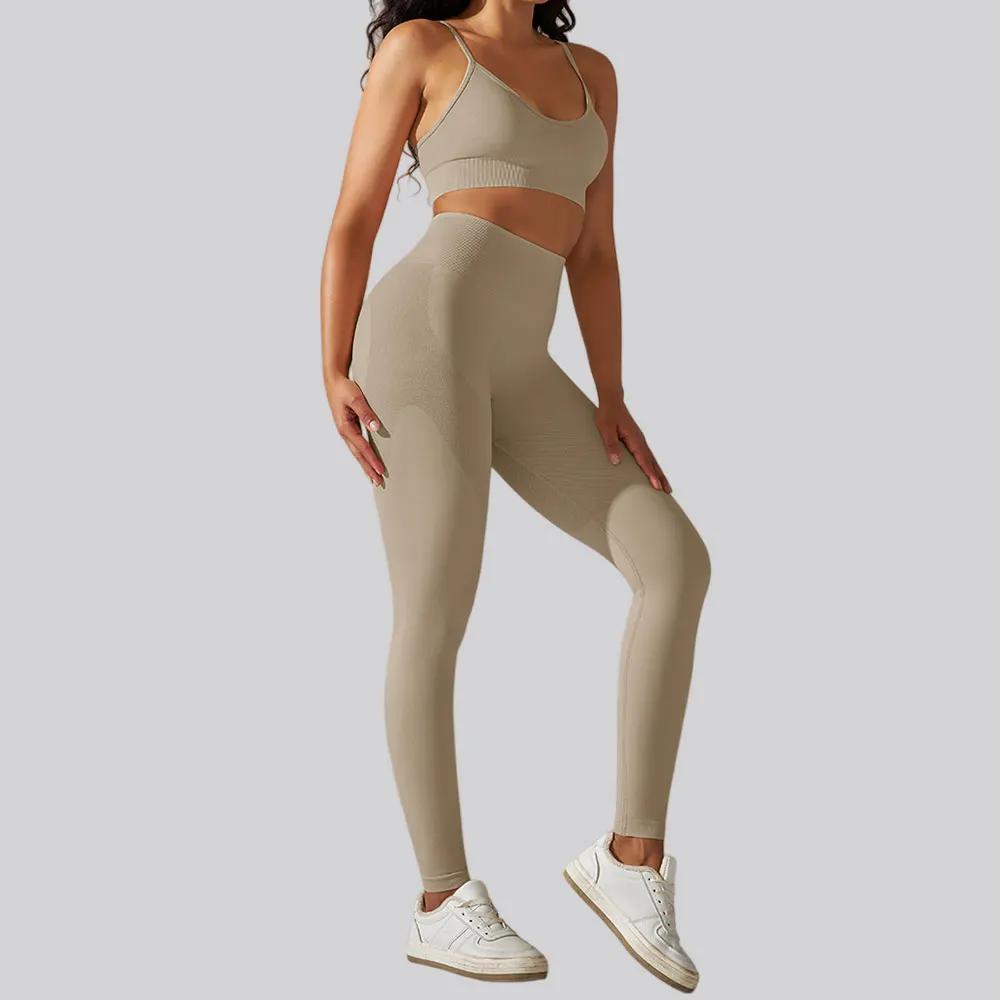 Survêtement sans couture pour femmes, ensembles de Yoga, 2 pièces, combinaison de Sport, vêtements d