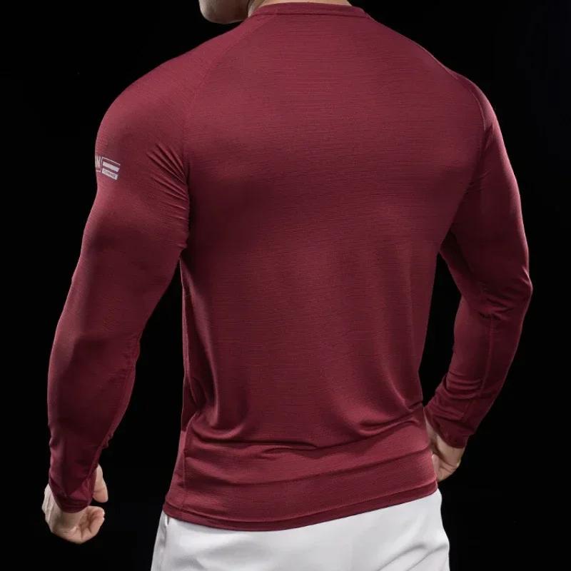Chemise de compression à manches longues pour hommes, t-shirt de course, survêtement de jogging, che