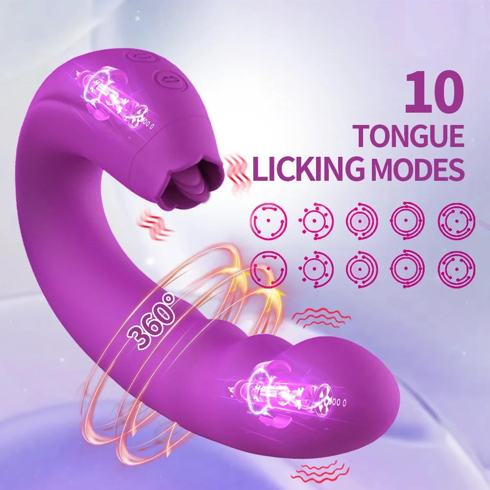 Vibromasseur rotatif 3 en 1 pour femme, gode vibrant pour lécher le clitoris, UNIS issement du point