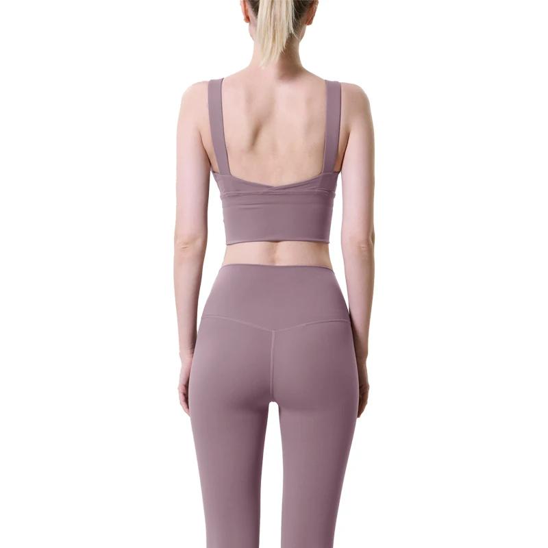 Ensemble de Yoga 2 pièces pour femmes, sport, Fitness, taille haute, pantalon rehausseur de hanches,