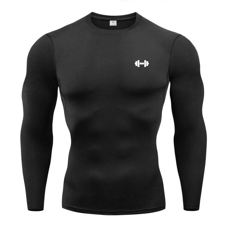 T-shirts de Compression hommes printemps à manches longues vêtements de Sport entraînement exercice