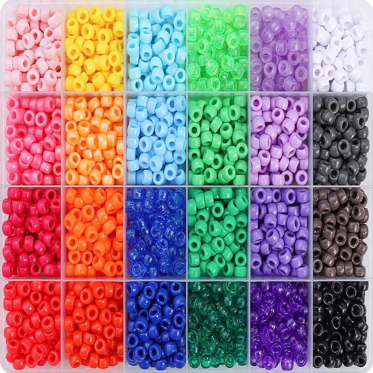 Kit d'artisanat de perles multicolores, perles de poney en plastique pour bijoux exécutifs, bracelet