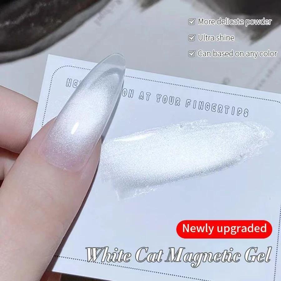 1-9 pièces TC Flow Light Vernis à ongles gel effet œil de chat blanc ultra brillant, gel UV à retire