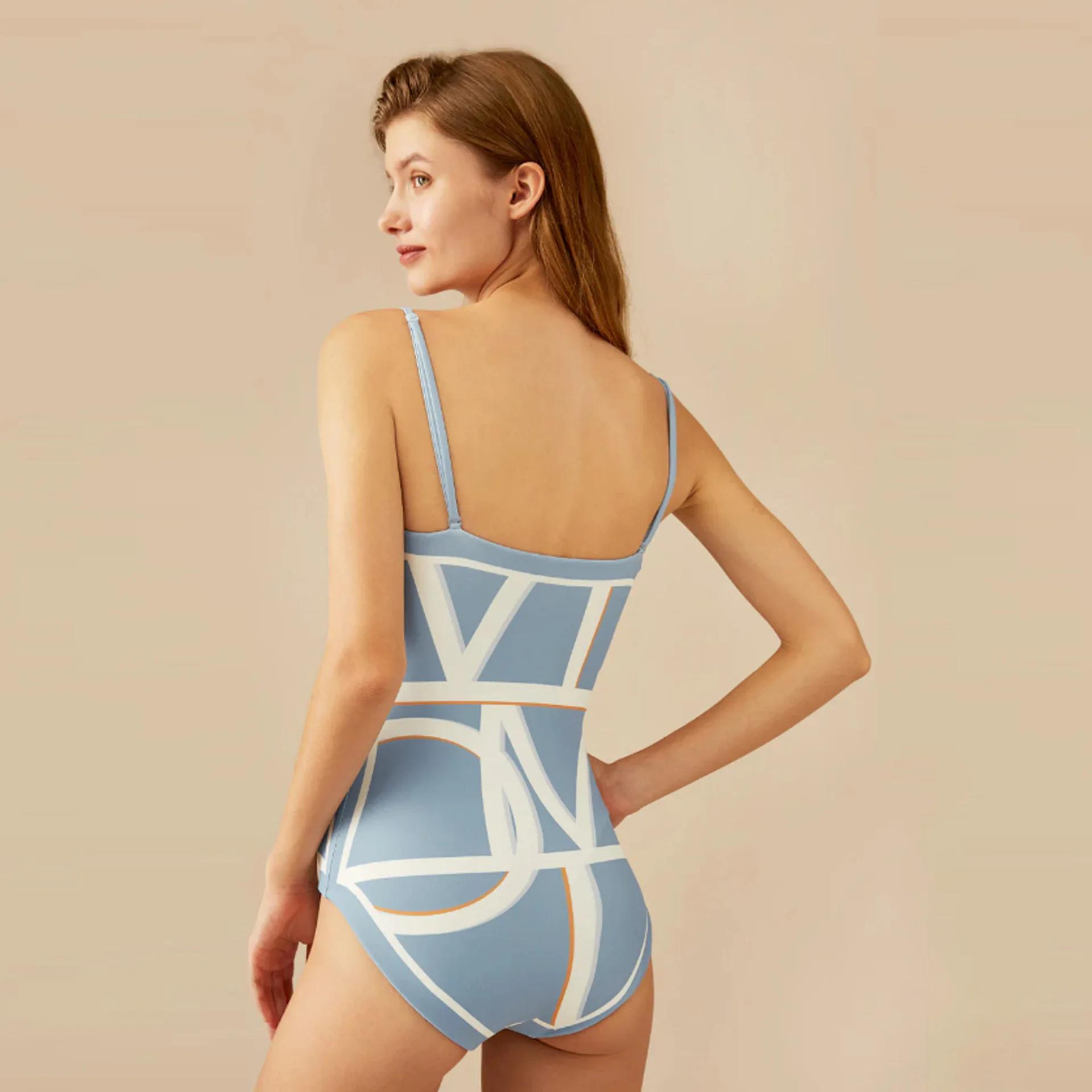Maillot de bain Ins Wind Double face imprimé petit maillot de bain une pièce bustier tubulaire rétro