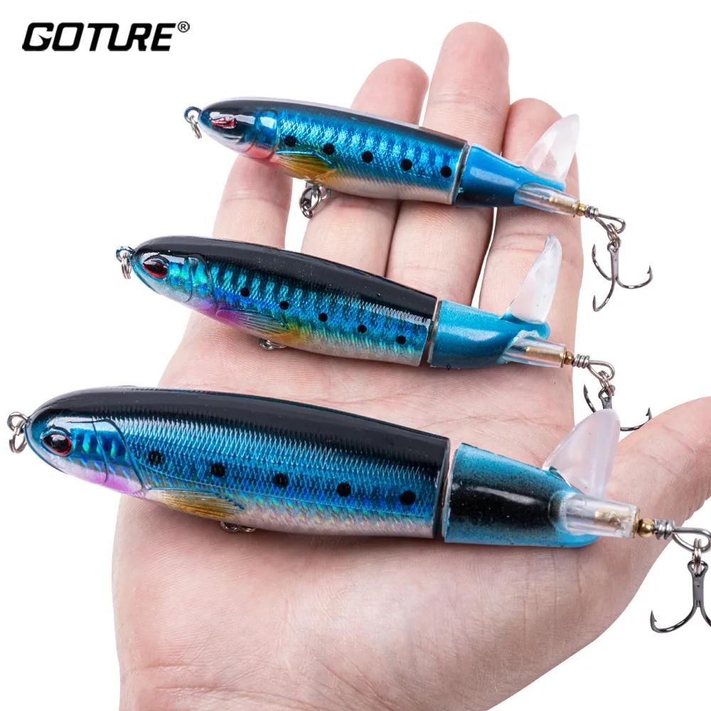 Goture Whopper Popper 10 cm/11 cm/14 cm Topwater leurre de pêche Blowups brochet appâts queue rotati