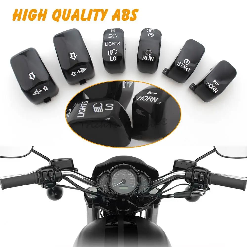 Kit de couvercles de boutons noirs pour interrupteur de commande manuelle de moto, pour Harley Touri