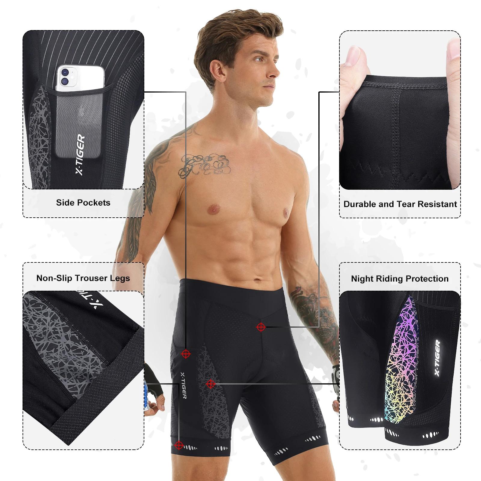 X-TIGER Cyclisme Shorts Hommes VTT Respirant Rembourré Vélo Collants TriDuvet Homme Vêtements De Ple