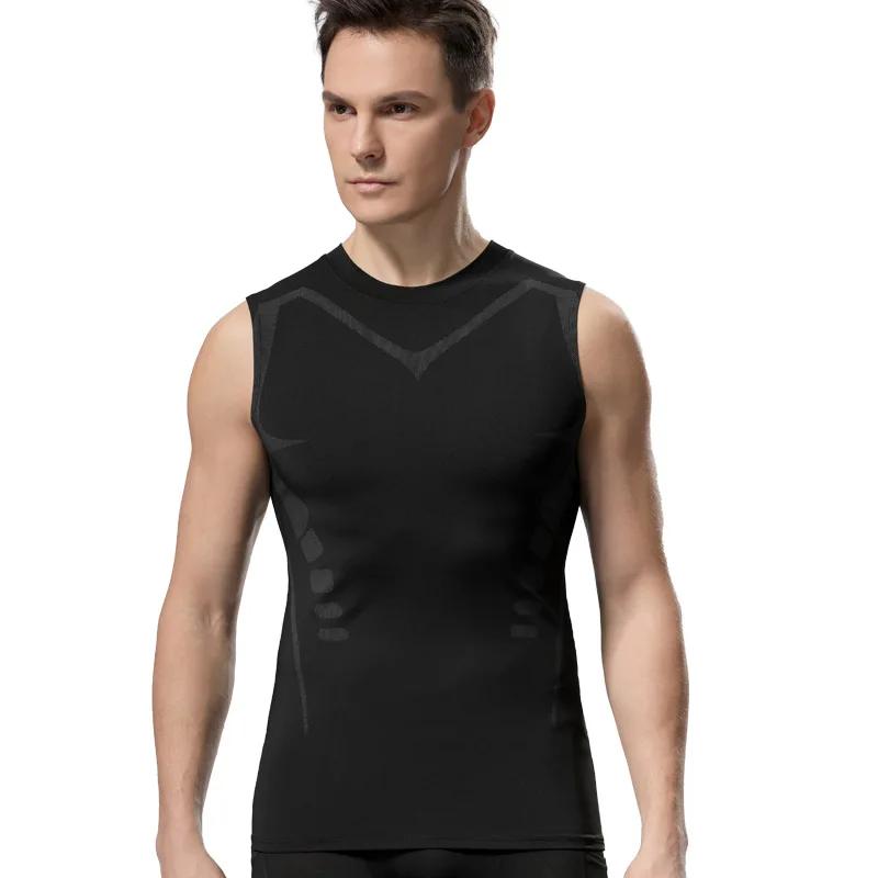 Débardeur de Compression pour hommes, chemises de gymnastique, sans manches, impression à séchage ra