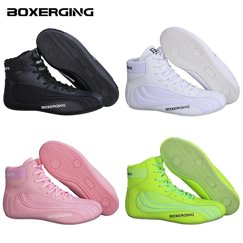 Chaussures de lutte boxe combat adultes Sanda - Bottes hautes Muay Thai entraînement fitness squats