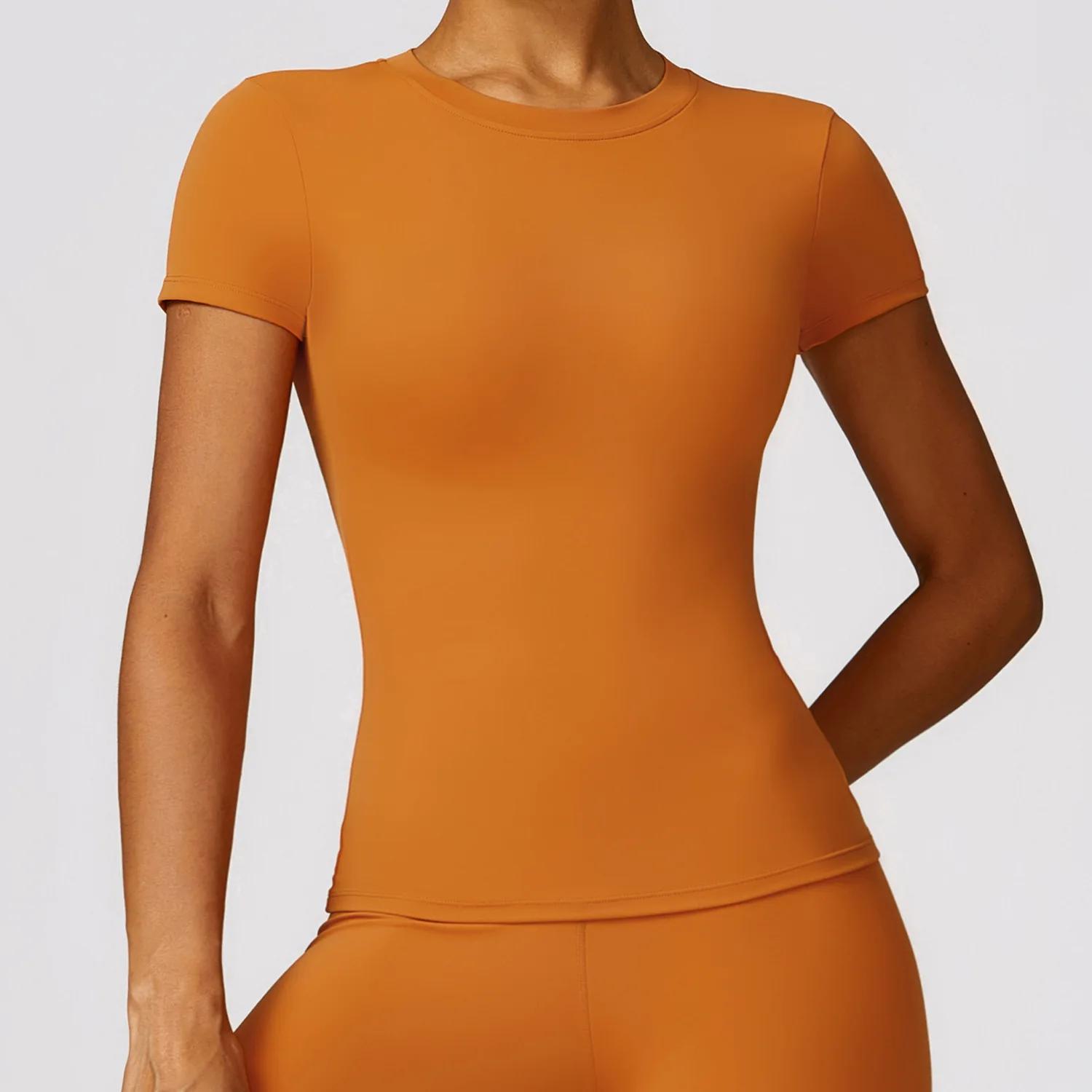 Femmes Sexy haut de Yoga sans couture Sport t-shirts vêtements de Fitness à manches courtes chemise