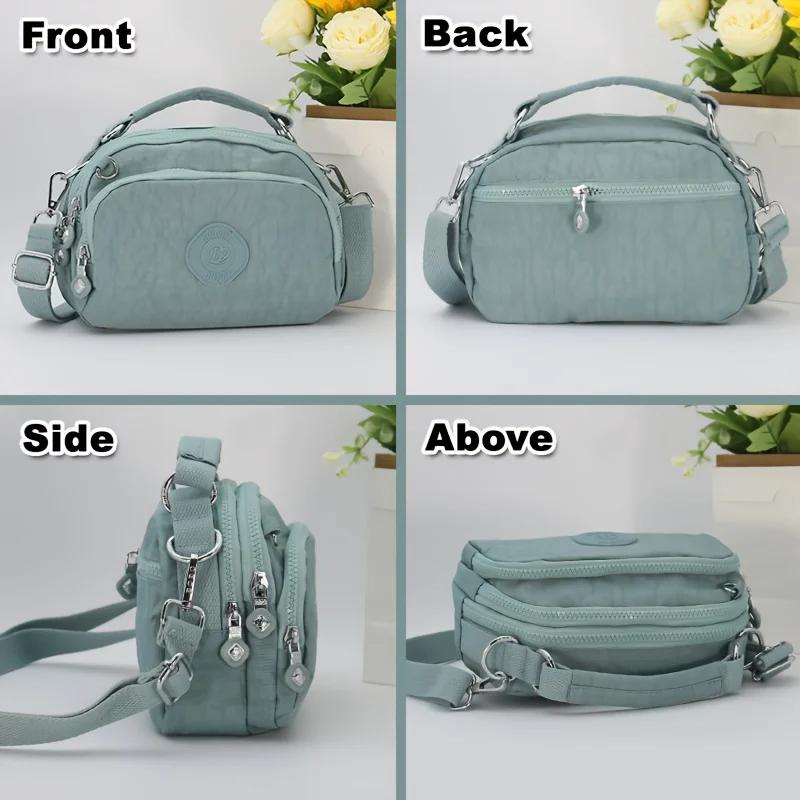Sac à bandoulière en nylon multi-poches pour femme, sac à main à la mode avec bandoulière amovible.