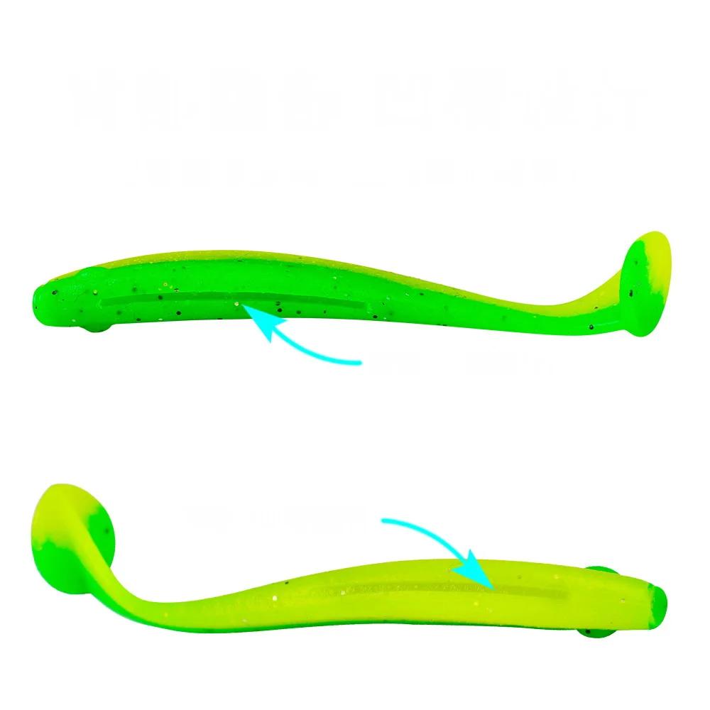 Leurre de pêche 55mm 70mm 90mm T queue ver appât souple gabarits Wobblers attirail bar brochet artif