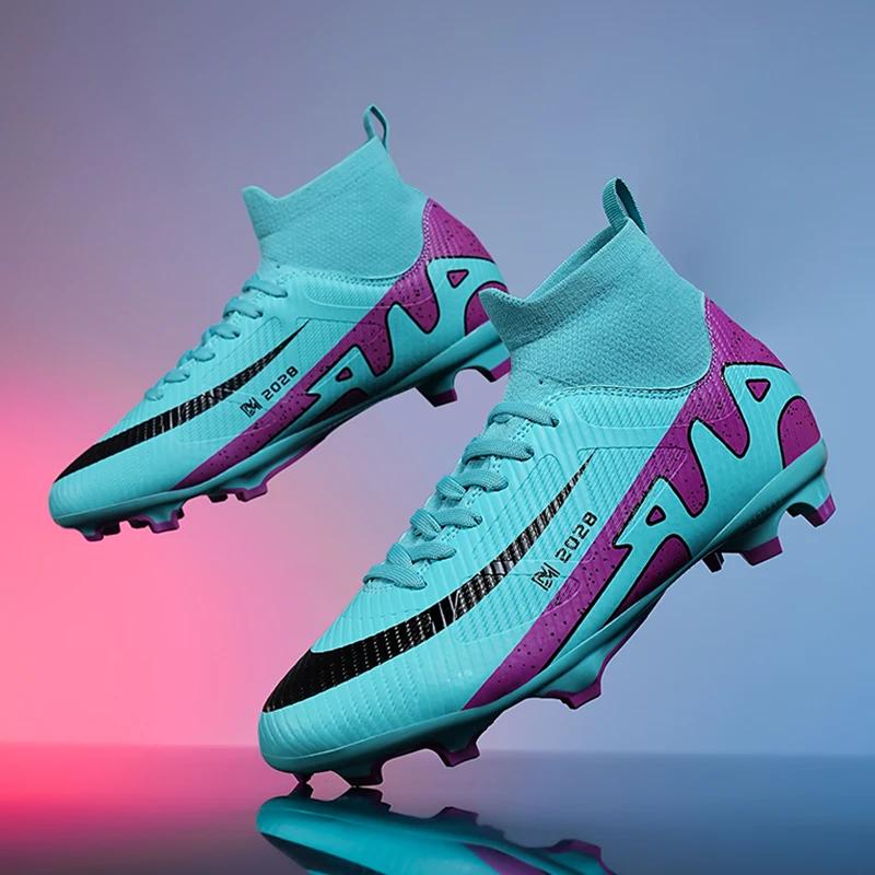 Chaussures de football roses tendance pour hommes, bottes de football professionnelles légères, anti