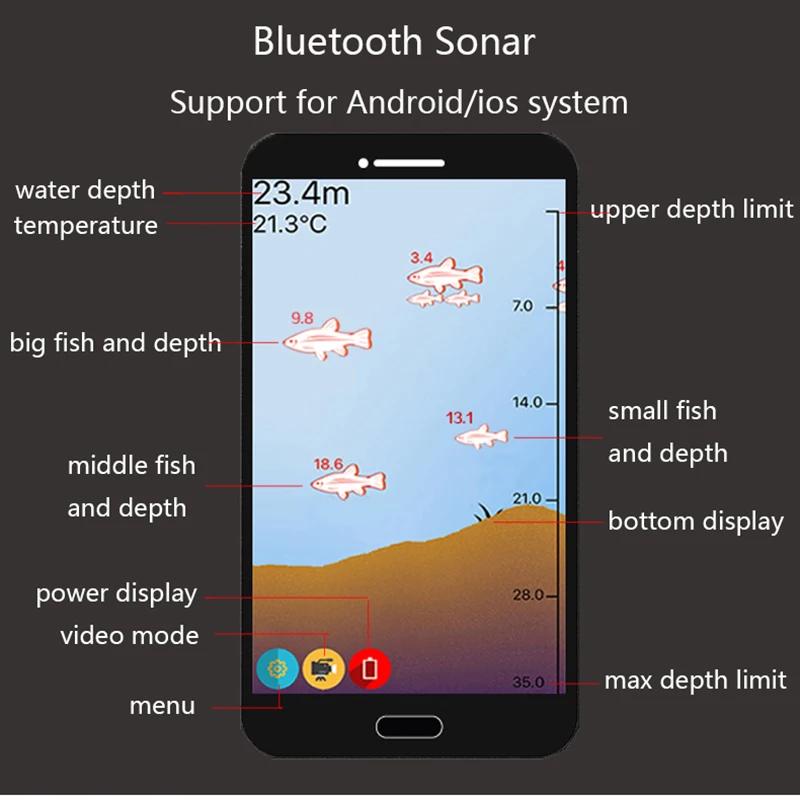 PUPOPAN 100M tout nouveau téléphone Intelligent détecteur de poisson Sonar Bluetooth détecteur de po