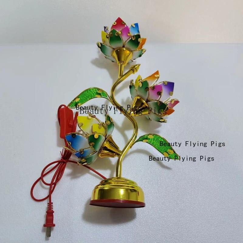 Bougeoir Lotus en forme de pétale coloré, alimentation électrique pour Temple, chandelier de Table,