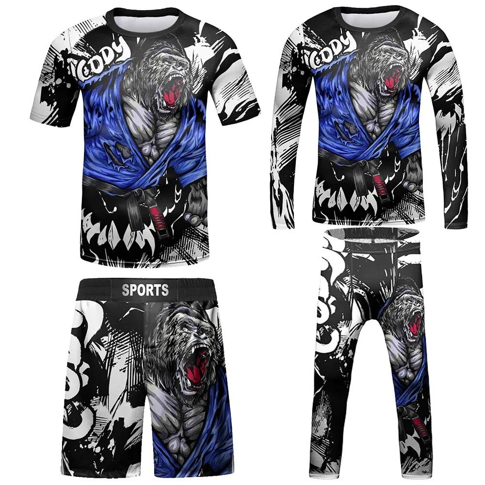 Maillot de Compression MMA pour enfants, BJJ Rashguard, ensemble de vêtements pour bébés filles, T-s