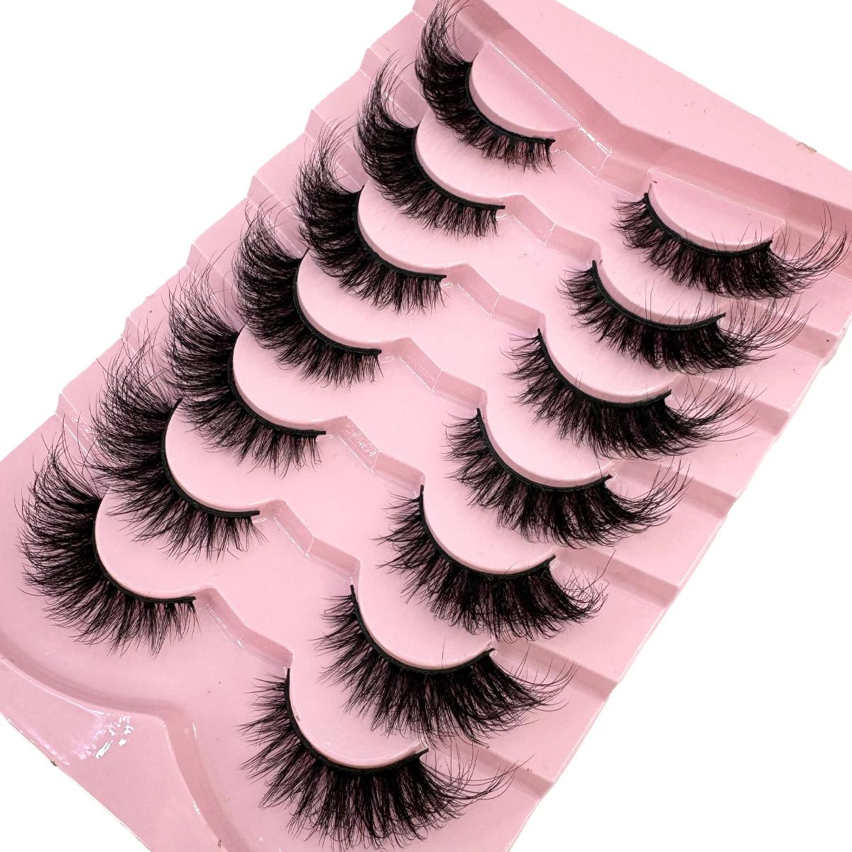 HBZGTLAD 7 paires Faux cils en vison moelleux aspect naturel Faux cils Volume vaporeux renard/Oeil d