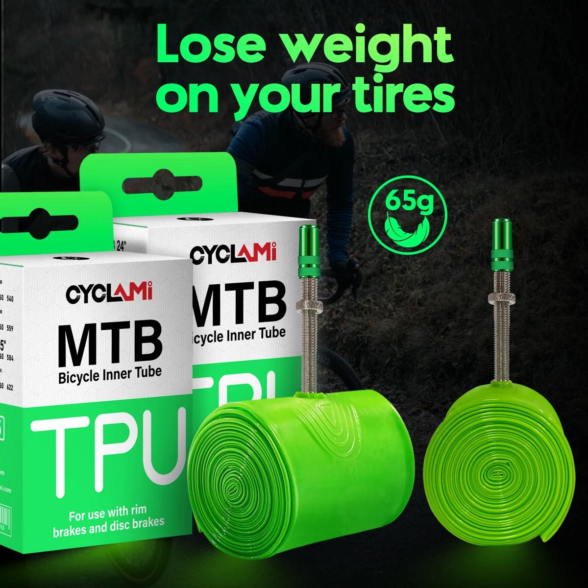Chambre à air de vélo ultralégère CYCLAMI 26 27,5 29 pouces VTT en TPU avec valve Presta 45 mm Super