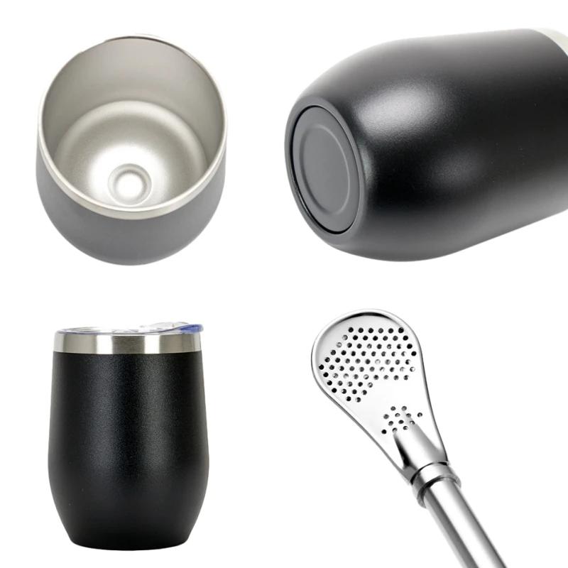 Ensemble de gourde Yerba Mate, tasse à thé et Bombilla à Double paroi en acier inoxydable, comprend