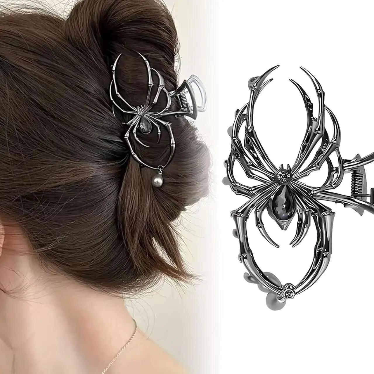 Pince à cheveux personnalisée Y2K pour femmes, Imitation de perles, alliage métallique, crâne, griff