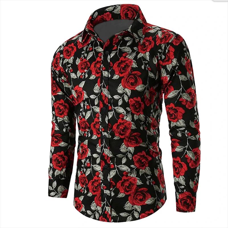 Saint Valentin motif Rose nouveauté décontracté hommes chemise vacances décontracté quotidien chemis