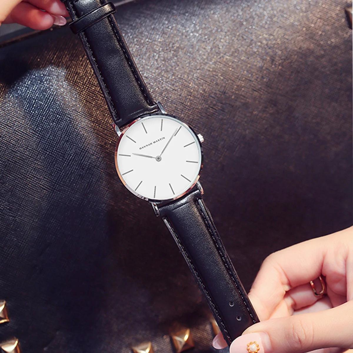 HANNAH MARTIN Top marque femmes montres étanches 36mm mode luxe Ultra mince en cuir créatif or Rose