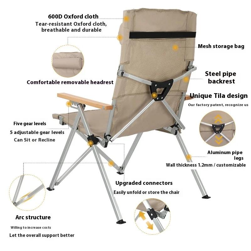 Lohamping-Chaise de camping pliante en alliage d'aluminium avec dossier réglable, chaise de repos, b