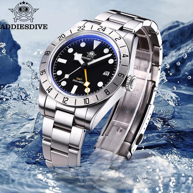 ADDIESDIVE Top marque 39mm Quartz GMT montres 20Bar étanche lumineux bulle miroir Sport verre montre