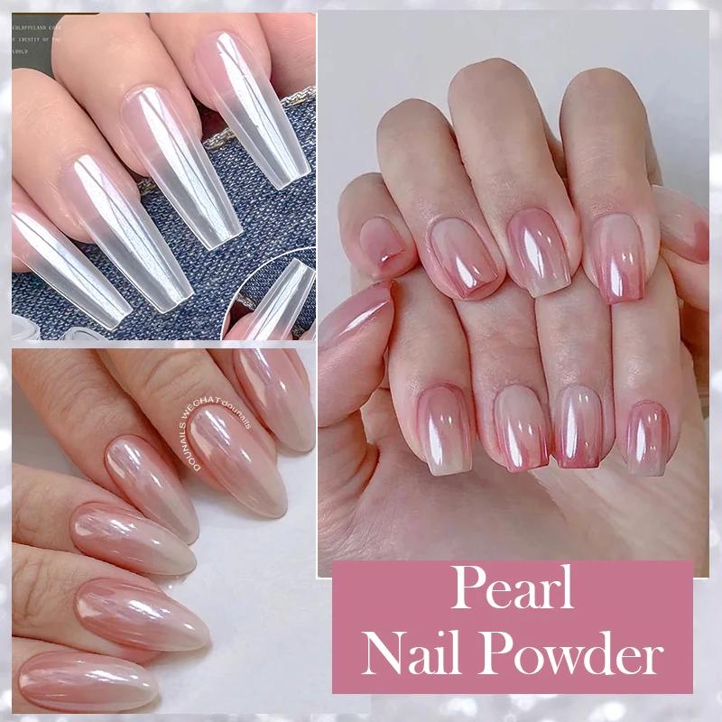 NICOLE DIARY – poudre à ongles en perles blanches brillantes, placage au clair de lune, Pigments eff