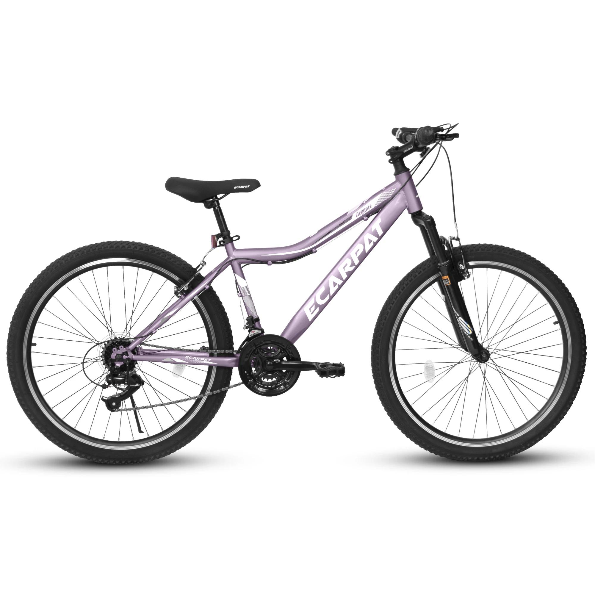 Ecarpat-Vélo de montagne pour femme, roue de 24 ", cadre en acier de 15", 21 vitesses, vélos de mont