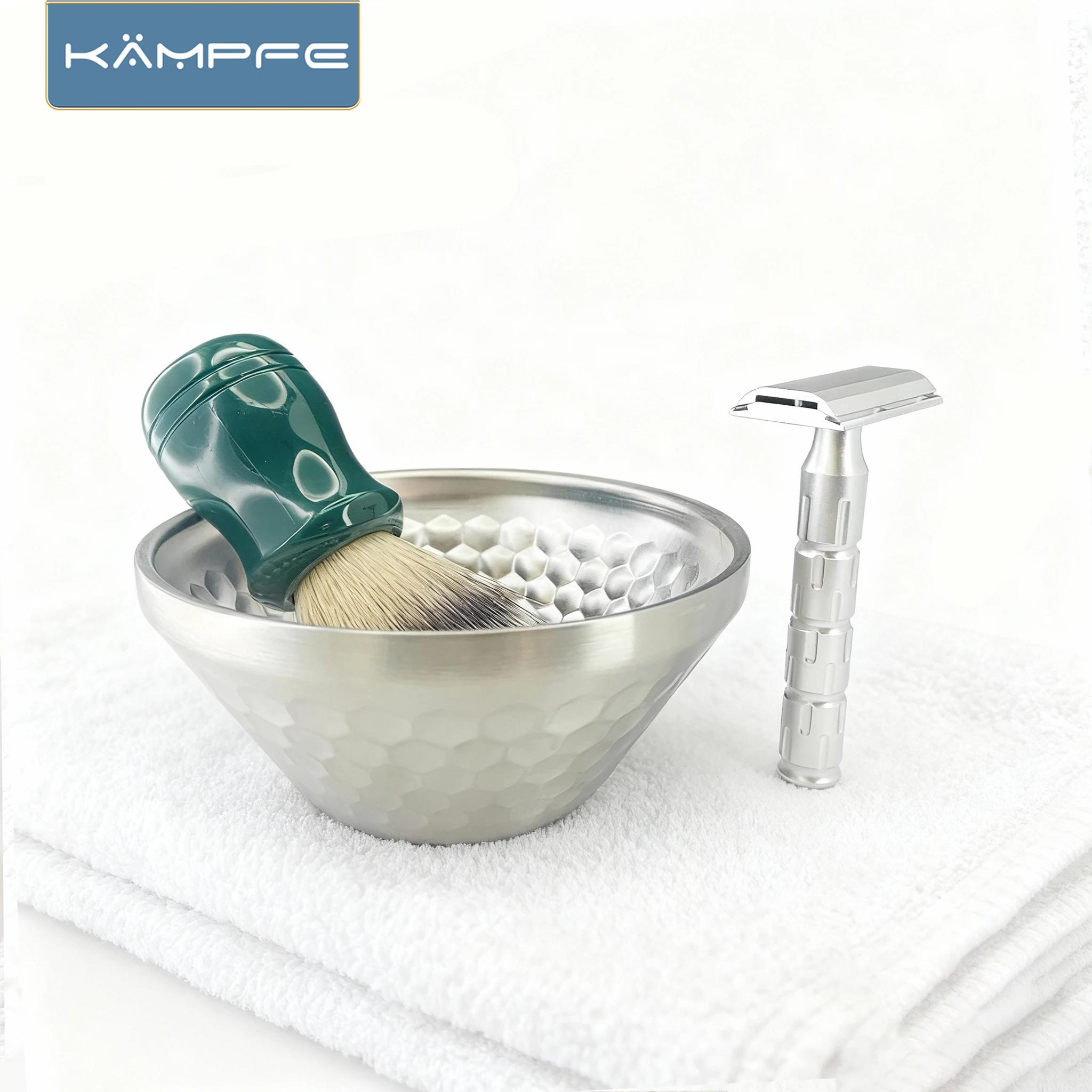 Bol à raser KAMPFE en acier inoxydable pour hommes, doré/argenté, pour le nettoyage du visage, pour