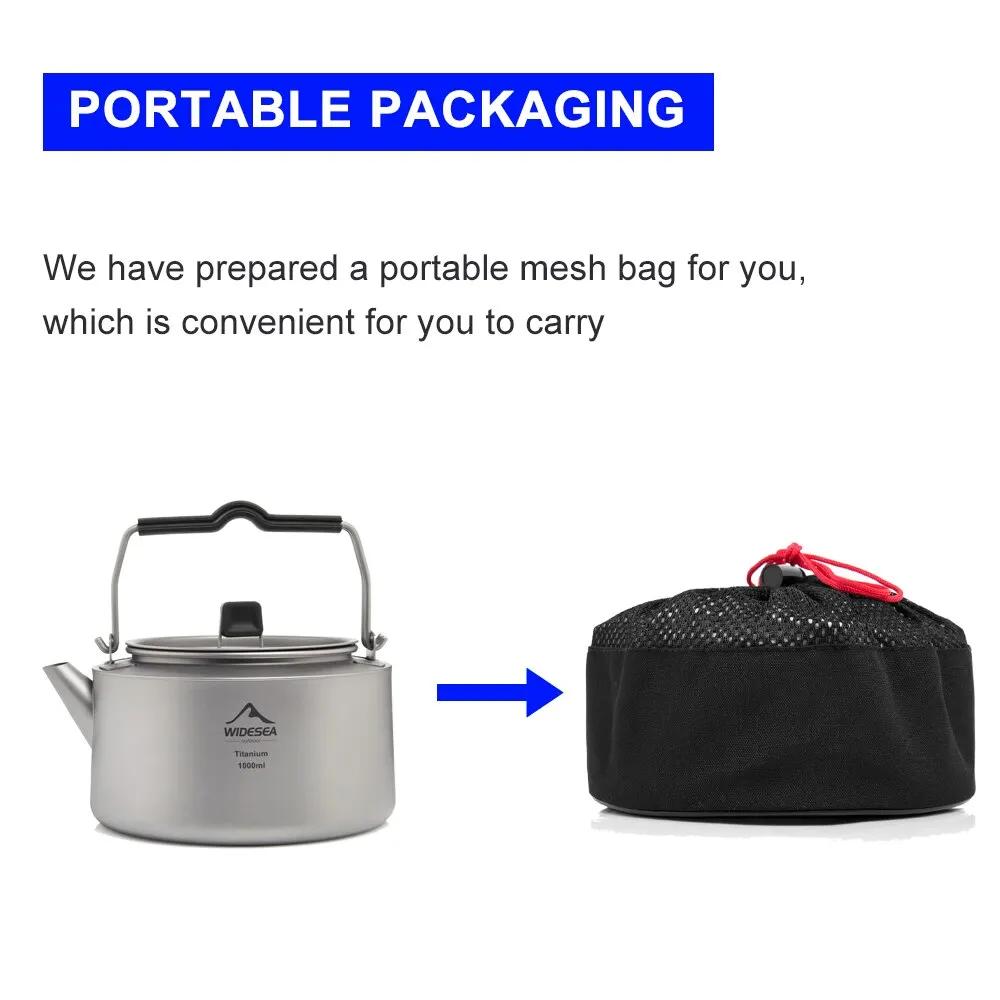 Widesea Camping titane bouilloire en plein air thé café bouilloire vaisselle Pot fournitures plats t