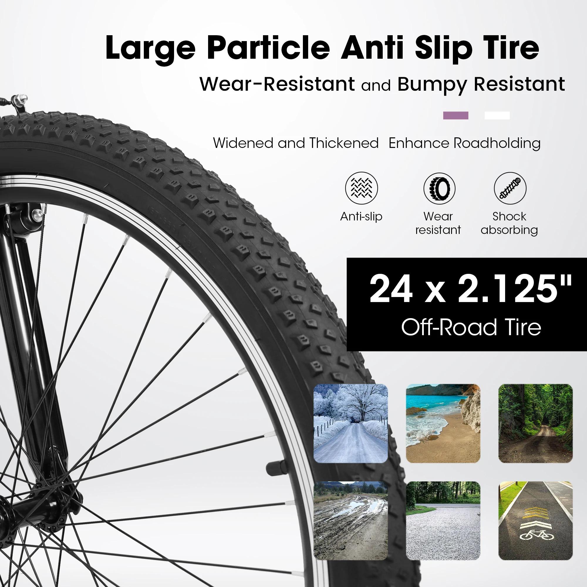 Ecarpat-Vélo de montagne pour femme, roue de 24 ", cadre en acier de 15", 21 vitesses, vélos de mont