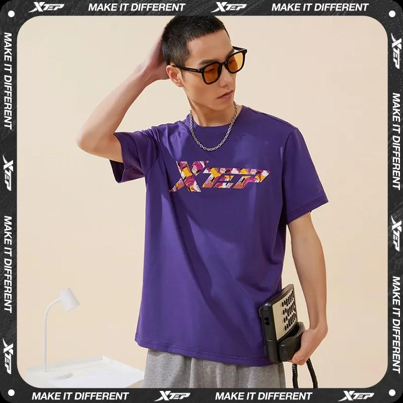 Xtep chemise tricotée à manches courtes pour hommes mode d'été sweat confortable doux Style de rue h