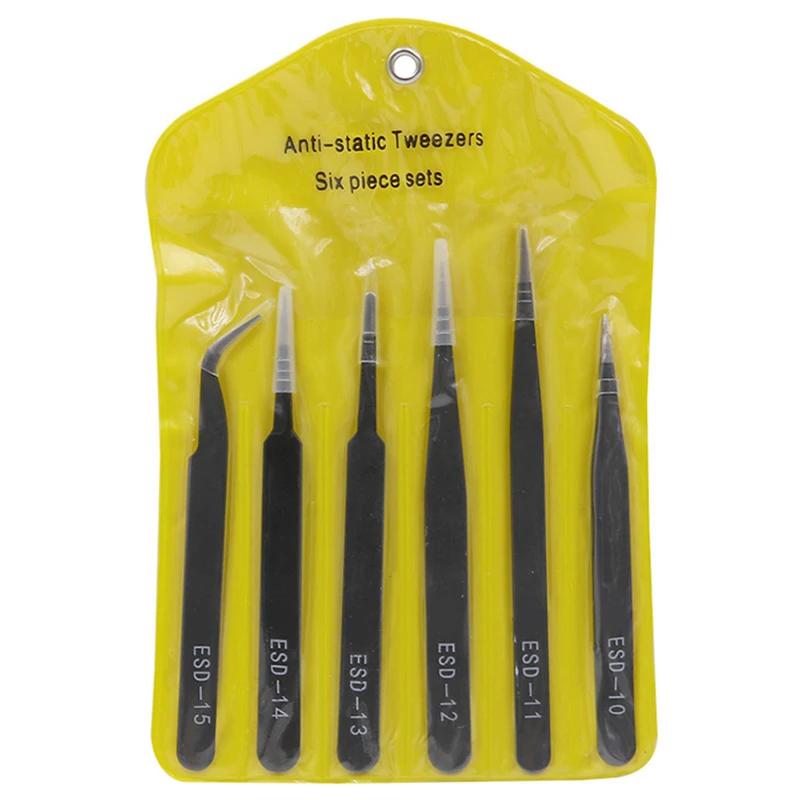 Ensemble de pincettes antistatiques en acier inoxydable, ensemble d'outils de réparation, ensemble d